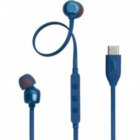 JBL Tune 310 C, Écouteurs filaires Hi-Res, son Pure Bass JBL, connexion USB-C, câble plat anti-nœuds bleu JBL Tune 310 C, Écouteurs filaires Hi-Res, son Pure Bass JBL, connexion USB-C, câble plat anti-nœuds bleu