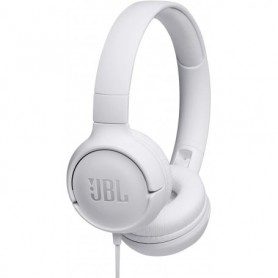JBL Tune500 - Casque supra-auriculaire avec fil - Léger et pliable - Microphone intégré - Blanc JBL Tune500 - Casque supra-auriculaire avec fil - Léger et pliable - Microphone intégré - Blanc