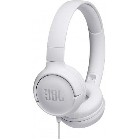 JBL Tune500 - Casque supra-auriculaire avec fil - Léger et pliable - Microphone intégré - Blanc
