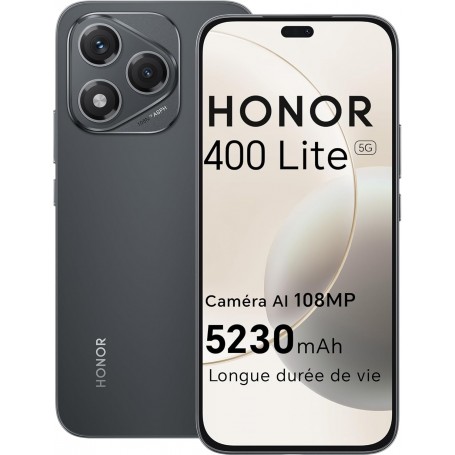 HONOR 400 Lite 5G Smartphone avec  8Go RAM+256 Go, Écran 6,7"  Noir