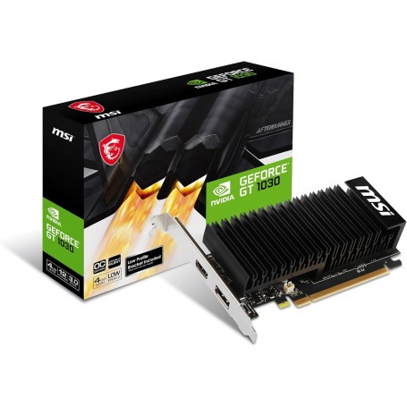 MSI GeForce GT 1030 4GHD4 LP OC Carte Graphique - 4 Go GDDR4, 1430 MHz,DisplayPort, HDMI,sans Ventilateur