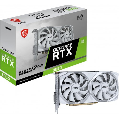 MSI NVIDIA GeForce RTX 3050 Ventus 2X XS White 8G OC Carte Graphique - 8 Go GDDR6, 1807 MHz, (Prend en Charge 4K à 120 Hz)