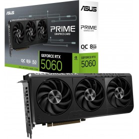 Asus Prime RTX5060 OC, PCIe5, 8GB DDR7, HDMI, 3 DP, 2595MHz Clock, Overclocked, Compact SFF-Ready