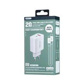 Chargeur Rapide Remax 20W sortie USB-A et C avec Câble USB-C vers USB-C 1m – Charge Rapide et Synchronisation des Données