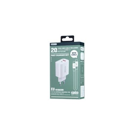 Chargeur Rapide Remax 20W sortie USB-A et C avec Câble USB-C vers USB-C 1m – Charge Rapide et Synchronisation des Données
