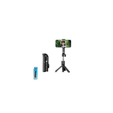 Remax P16 – Perche à Selfie avec Trépied 0,8 m, Télécommande Bluetooth, Support Smartphone, Streaming & Vlogging, Noir