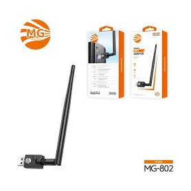 MG MG802 – Adaptateur WiFi USB 300 Mbps, 2.4 GHz, plug & play, compatible Windows/Mac/Linux, noir