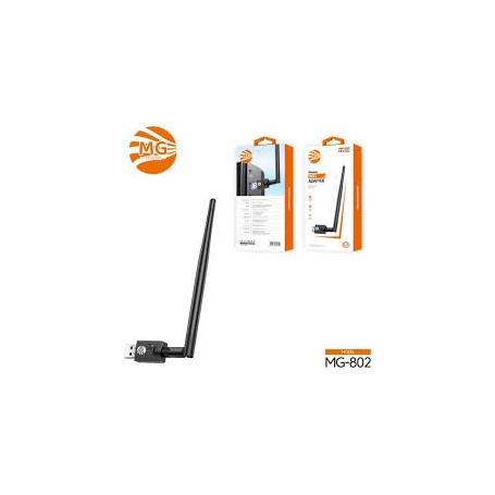 MG MG802 – Adaptateur WiFi USB 300 Mbps, 2.4 GHz, plug & play, compatible Windows/Mac/Linux, noir
