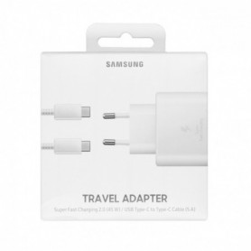 Samsung Chargeur rapide USB Type-C 45 W + câble type C Blanc Samsung Chargeur rapide USB Type-C 45 W + câble type C Blanc