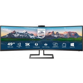 Philips Monitors Philips Moniteur incurvé 499P9H/00 (49 Pouces) HDMI, DisplayPort, USB-C, RJ45,60 Hz Noir Philips Monitors Philips Moniteur incurvé 499P9H/00 (49 Pouces) HDMI, DisplayPort, USB-C, RJ45,60 Hz Noir
