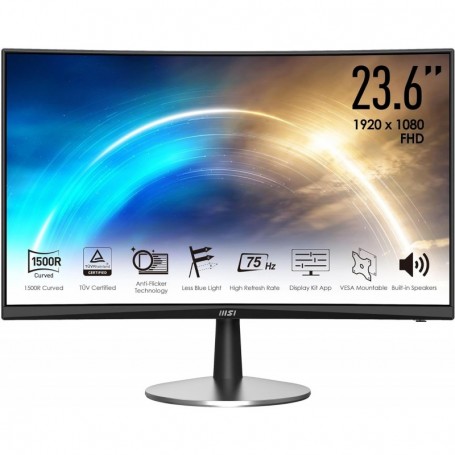 MSI Pro MP242C Écran Incurvé Bureautique 23.6" FHD,Haut-Parleurs Intégrés - HDMI 1.4 & VGA Noir