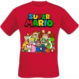 Super Mario Photo De Groupe Homme T-Shirt Manches Courtes Rouge Regular/Coupe Standard Super Mario Photo De Groupe Homme T-Shirt Manches Courtes Rouge Regular/Coupe Standard