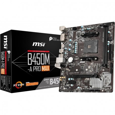 MSI B450M-A Pro Max Carte mère Micro-ATX, pour processeurs AMD Ryzen de 1ère, 2è et 3è gén