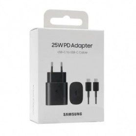 Samsung Chargeur rapide USB Type-C 25 W + câble type C Noir Samsung Chargeur rapide USB Type-C 25 W + câble type C Noir